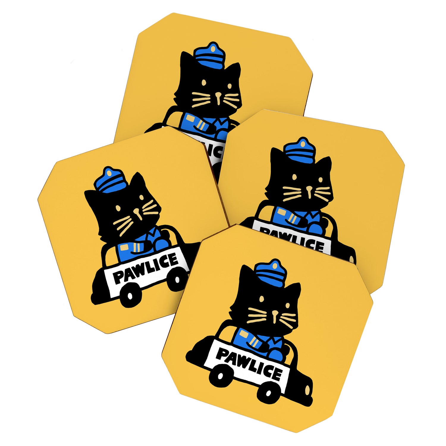Here comes the cat pawlice Coaster Gallery Image 1