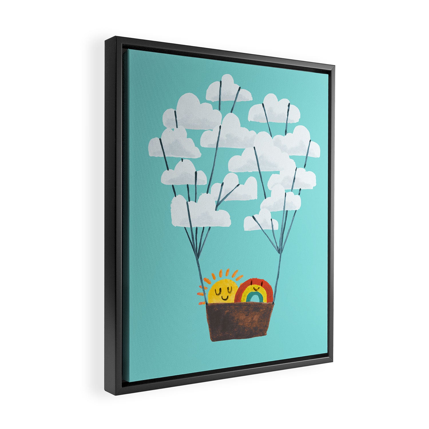Hot cloud balloon - sun and rainbow Framed Canvas Print Gallery Image 2