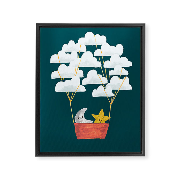 Hot cloud baloon - moon and star Framed Canvas Print Gallery Image 1