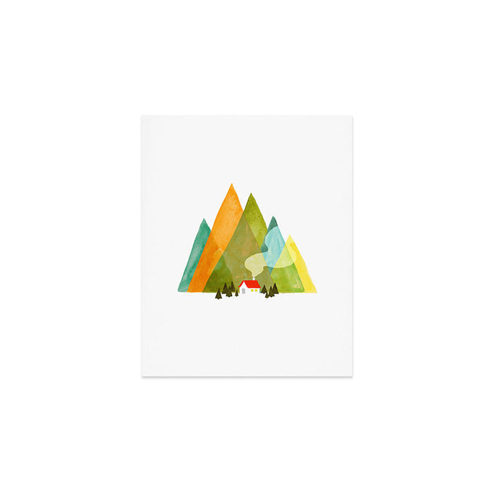 House at the foot of the mountains Art Print Gallery Image 1