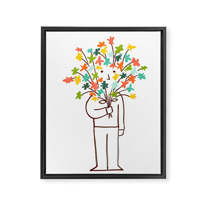 I bring flowers Framed Canvas Print Gallery Image 1