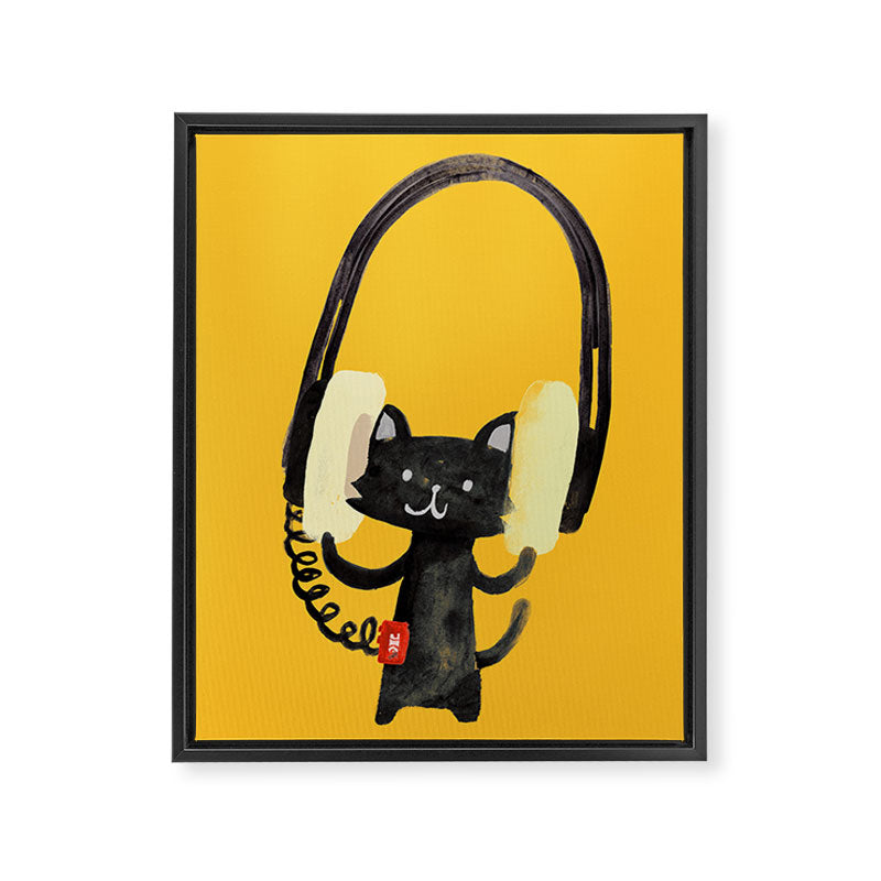 I Love Huge Headphone Framed Canvas Print Gallery Image 6