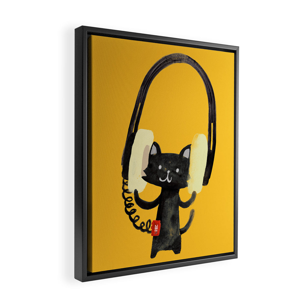 I Love Huge Headphone Framed Canvas Print Gallery Image 2