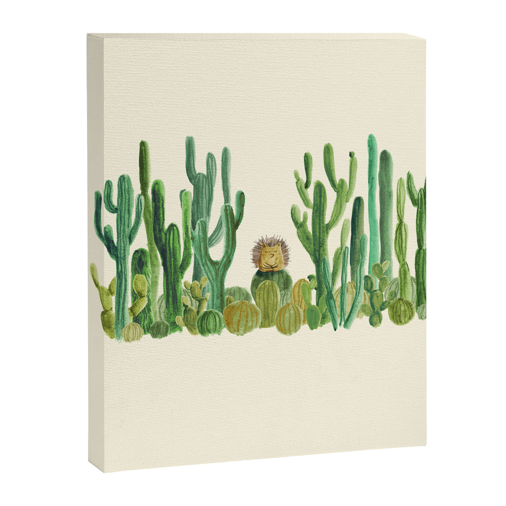 In my happy place - hedgehog meditating in cactus jungle Canvas Print Gallery Image 6