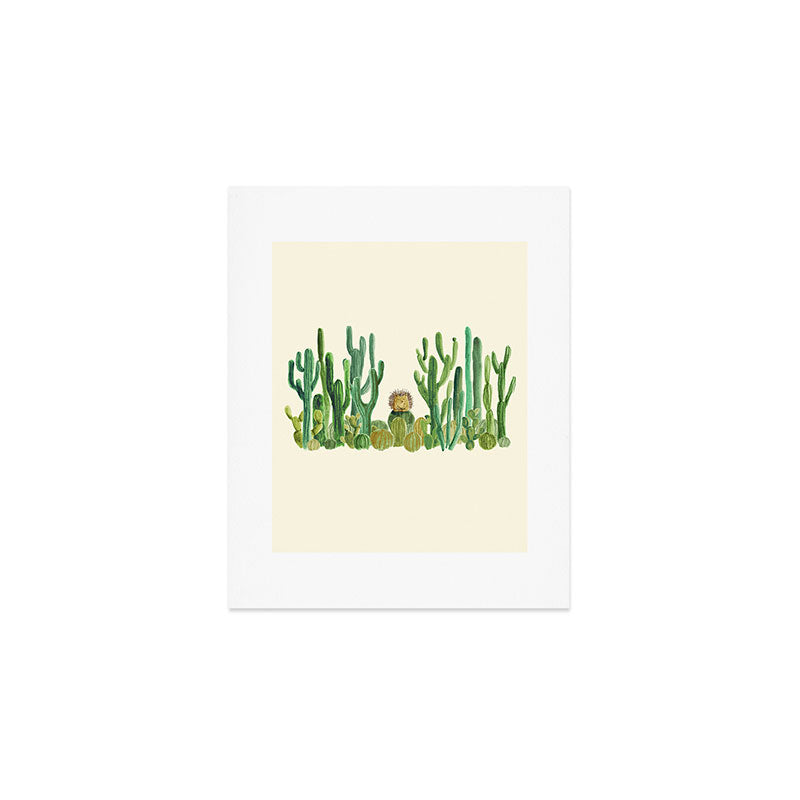 In my happy place - hedgehog meditating in cactus jungle Art Print Gallery Image 1