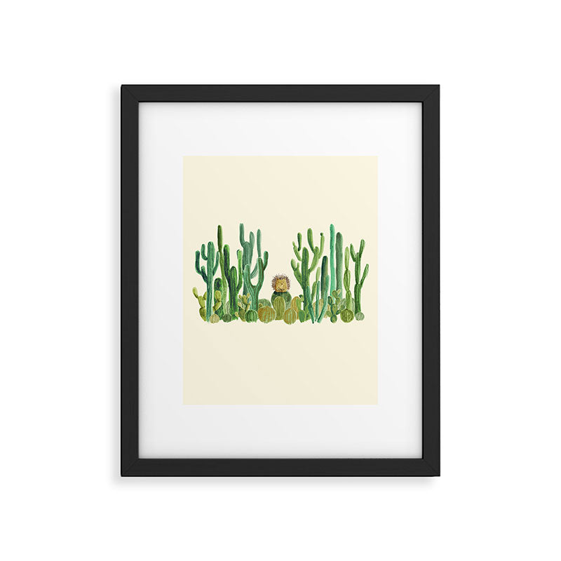 In my happy place - hedgehog meditating in cactus jungle Framed Art Print Gallery Image 5