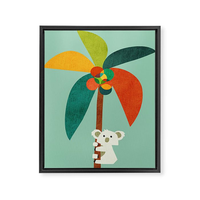 Koala on Coconut Tree Framed Canvas Print Gallery Image 1