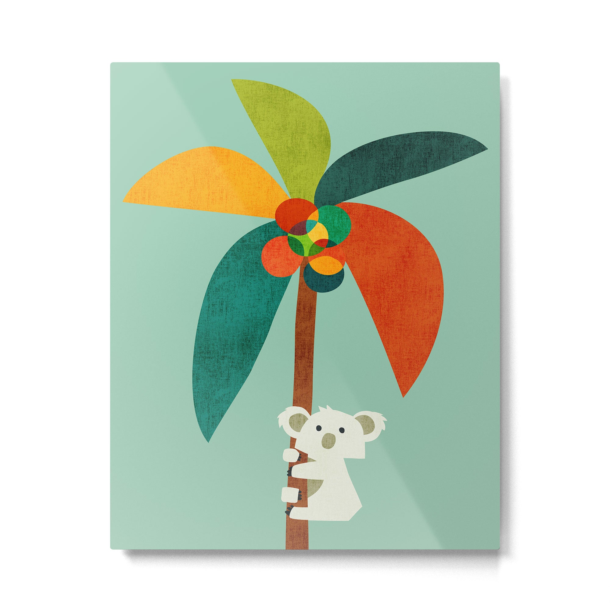 Koala on Coconut Tree Metal Print Gallery Image 4