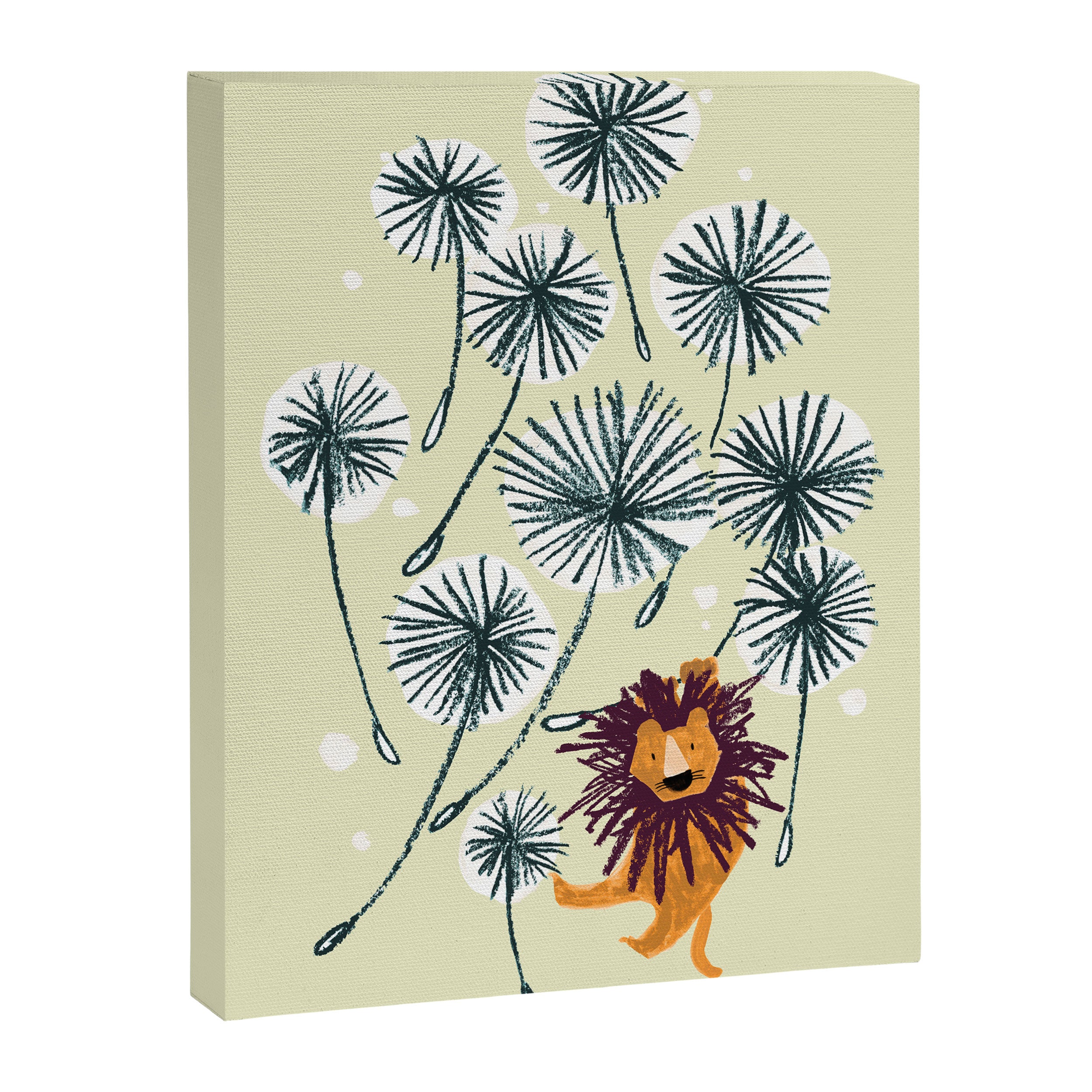 Lion on dandelion Canvas Print Gallery Image 6