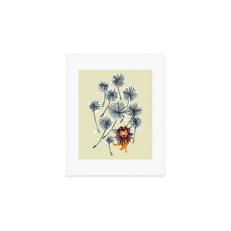 Lion on dandelion Art Print Gallery Image 1