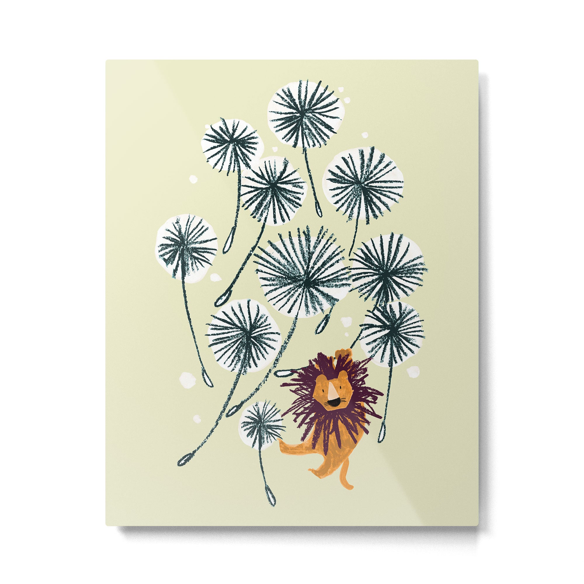 Lion on dandelion Metal Print Gallery Image 4