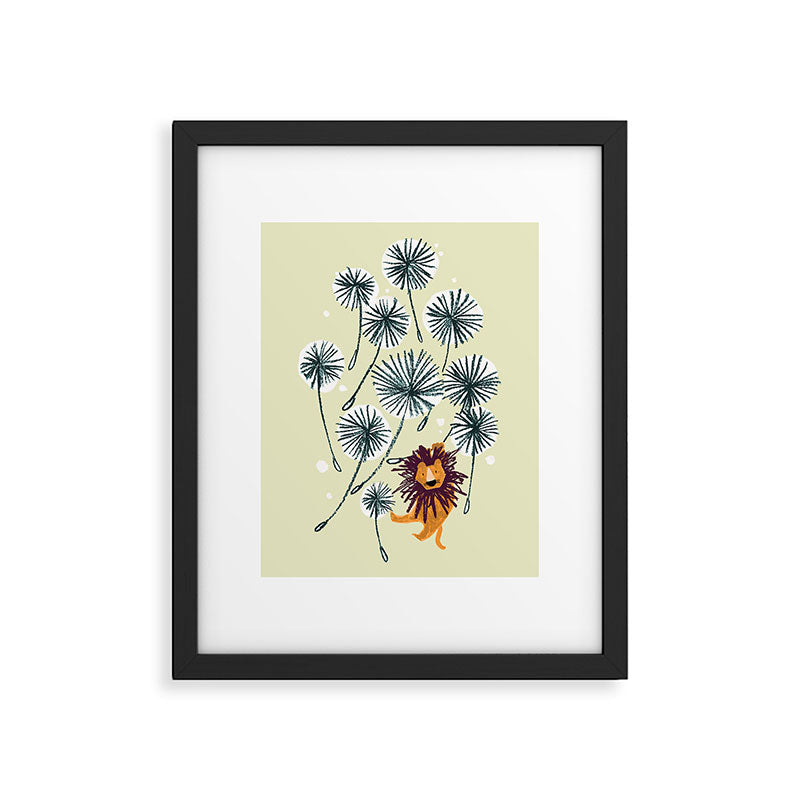 Lion on dandelion Framed Art Print Gallery Image 5