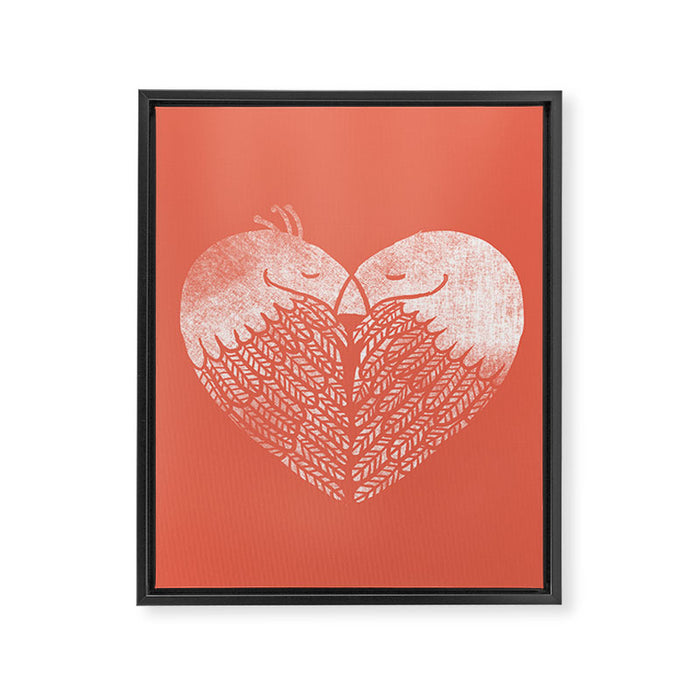 Love birds sitting on a tree Framed Canvas Print Gallery Image 1