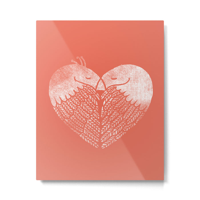 Love birds sitting on a tree Metal Print Gallery Image 1