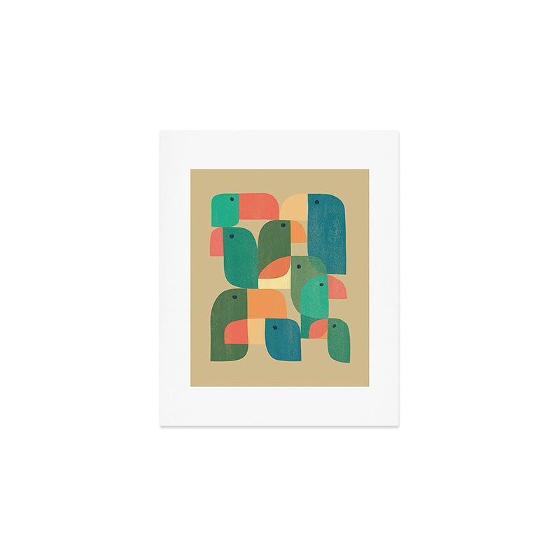 Mid-century tropical birds Art Print Gallery Image 1