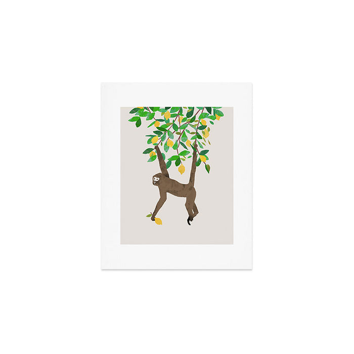 Monkey on lemon tree Art Print Gallery Image 1