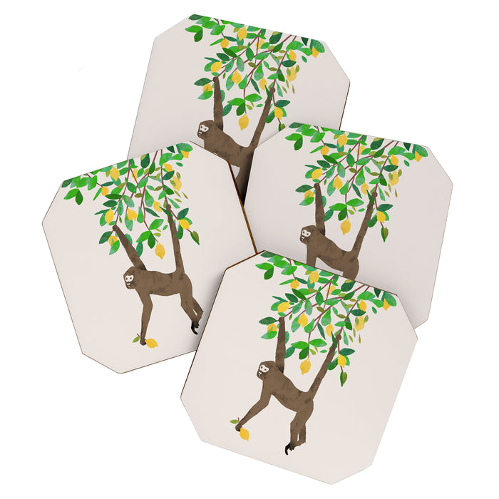 Monkey on lemon tree Coaster Gallery Image 1