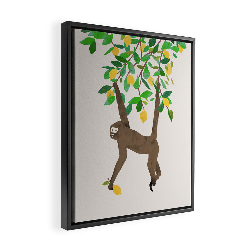 Monkey on lemon tree Framed Canvas Print Gallery Image 2
