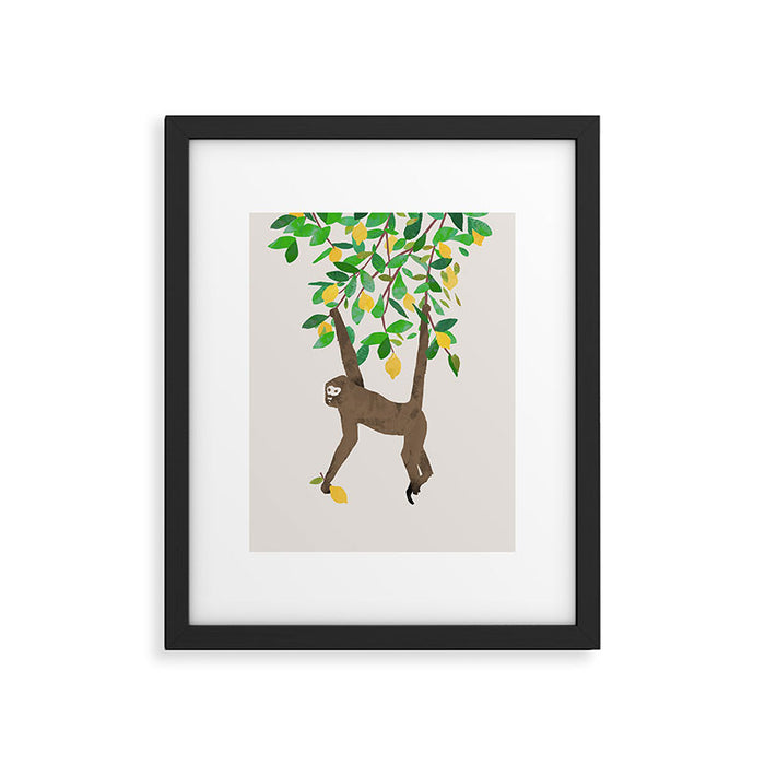 Monkey on lemon tree Framed Art Print Gallery Image 1