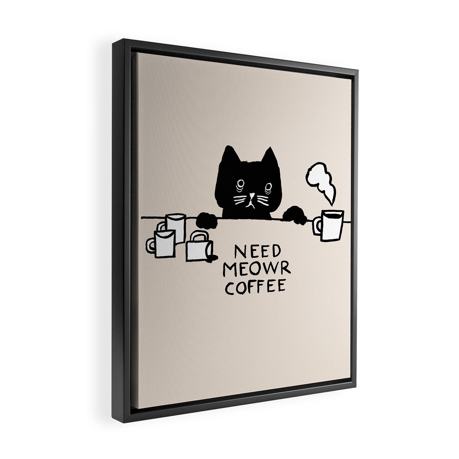 Need meowr coffee Framed Canvas Print Gallery Image 2