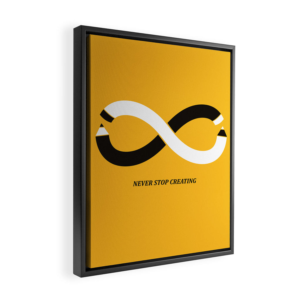 Never stop creating (the infinity pencil) Framed Canvas Print Gallery Image 2