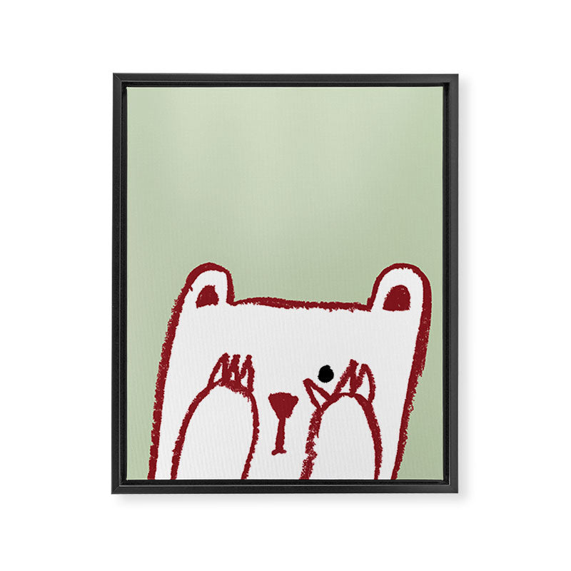 No peeking polar bear Framed Canvas Print Gallery Image 8