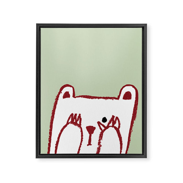 No peeking polar bear Framed Canvas Print Gallery Image 1