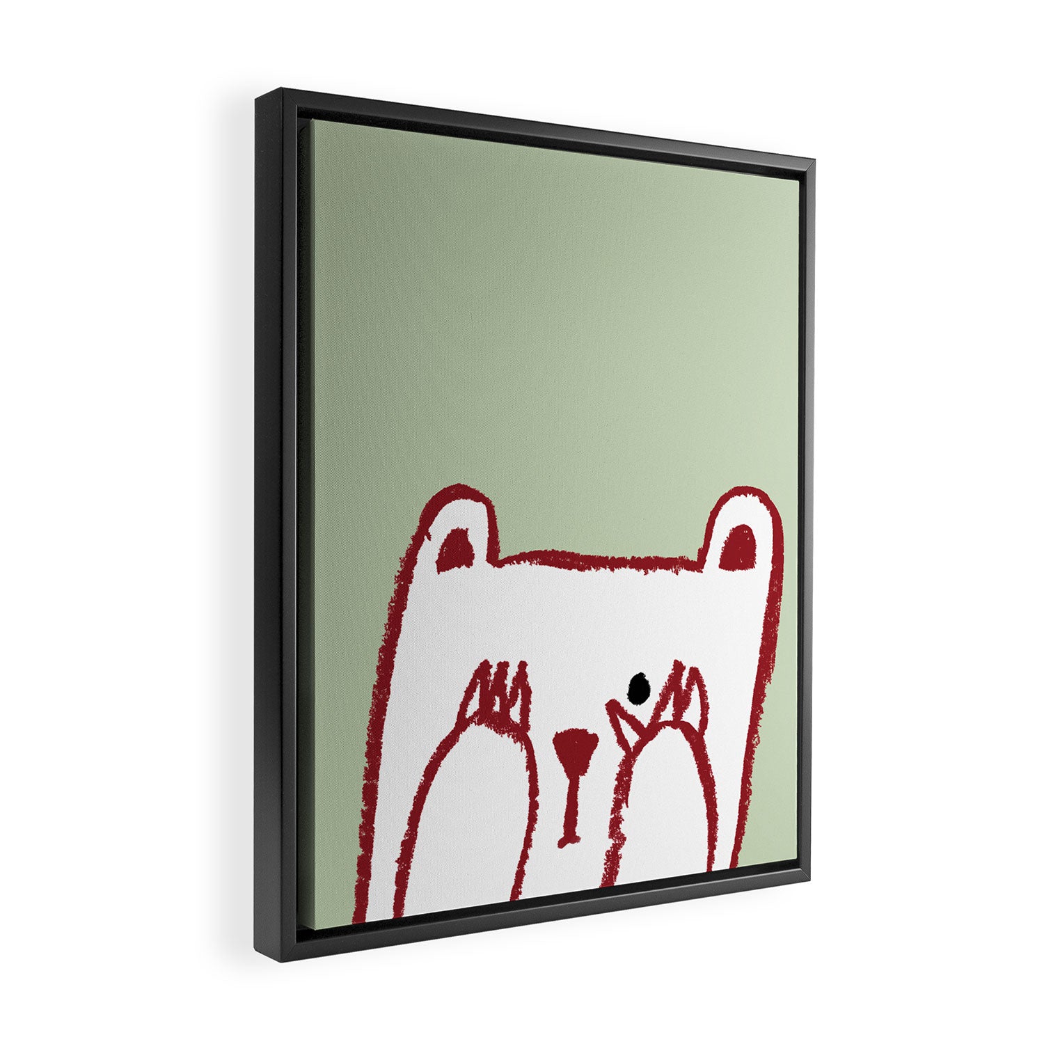 No peeking polar bear Framed Canvas Print Gallery Image 2