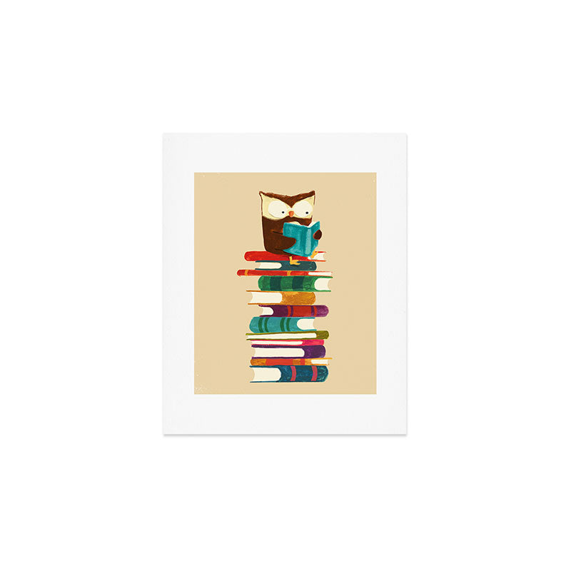 Owl Reading Rainbow Art Print Gallery Image 1