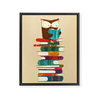 Owl Reading Rainbow Framed Canvas Print Gallery Image 6