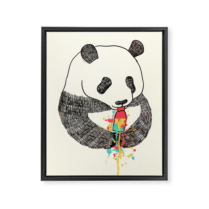 Panda Loves Ice Cream Framed Canvas Print Gallery Image 1