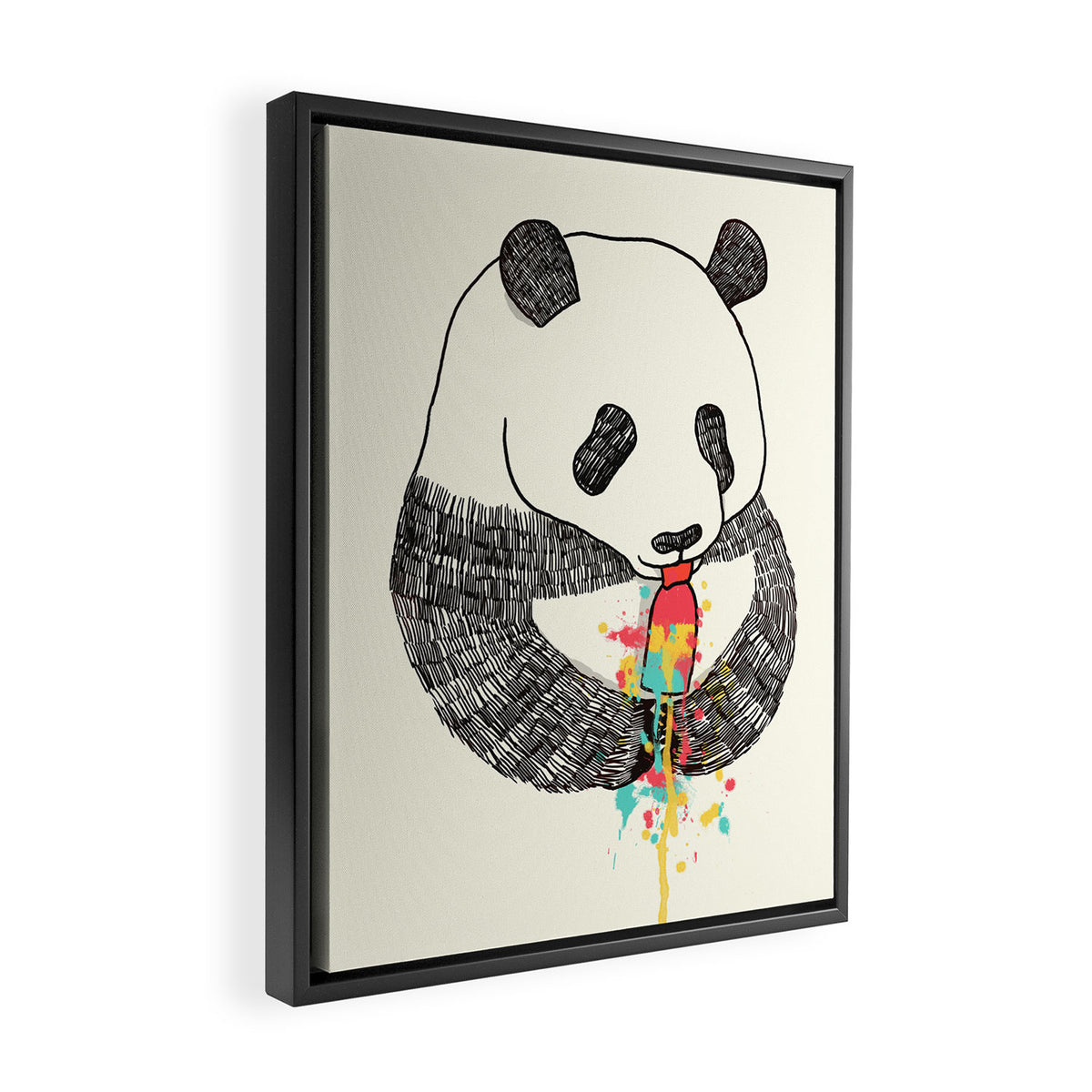 Panda Loves Ice Cream Framed Canvas Print Gallery Image 2