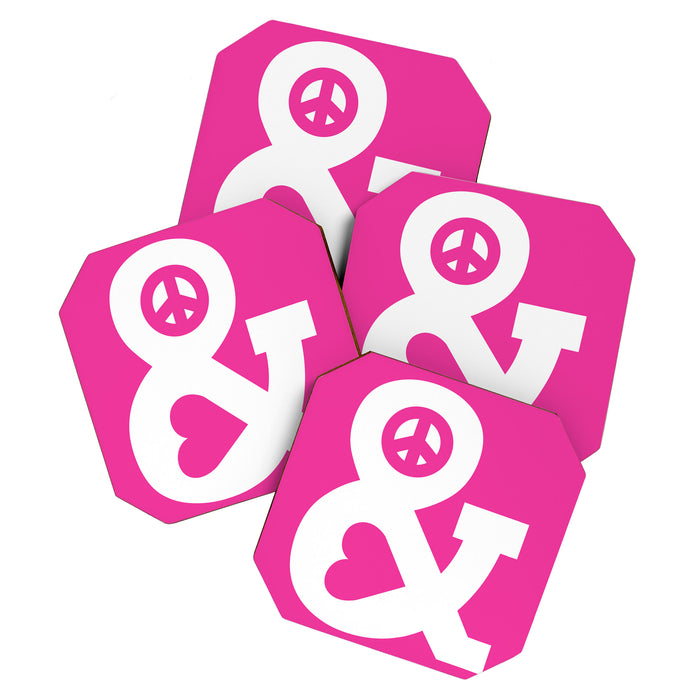 Peace and Love (pink edition) Coaster Gallery Image 1
