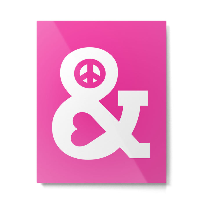 Peace and Love (pink edition) Metal Print Gallery Image 1