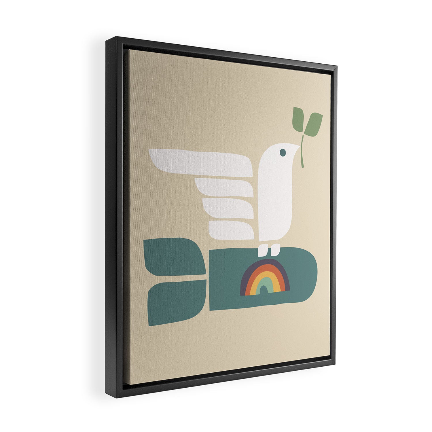 Peace dove and rainbow bomb Framed Canvas Print Gallery Image 2