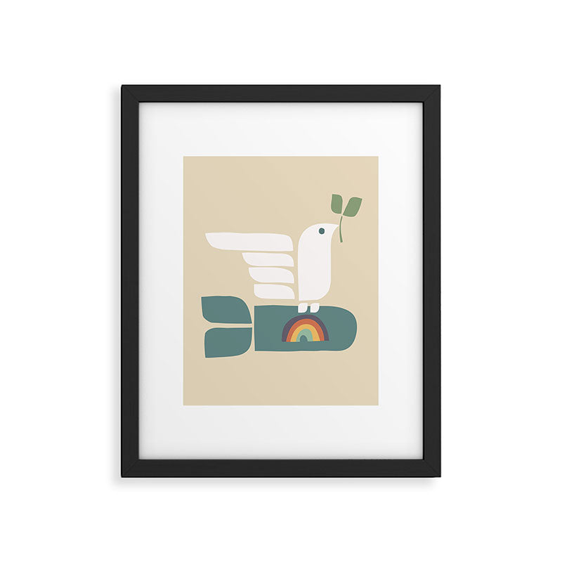 Peace dove and rainbow bomb Framed Art Print Gallery Image 4
