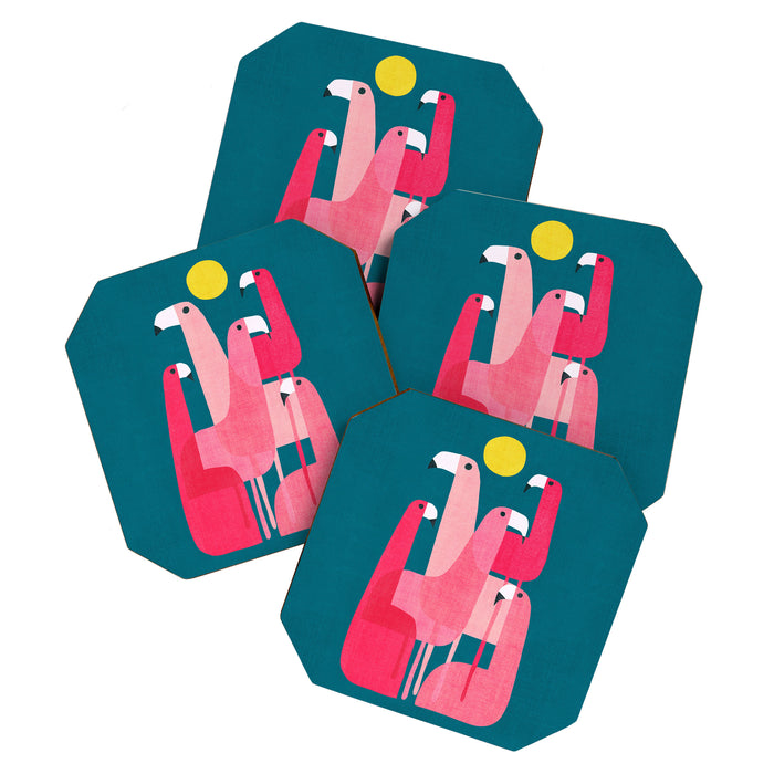 Pink flamingoes Coaster Gallery Image 1
