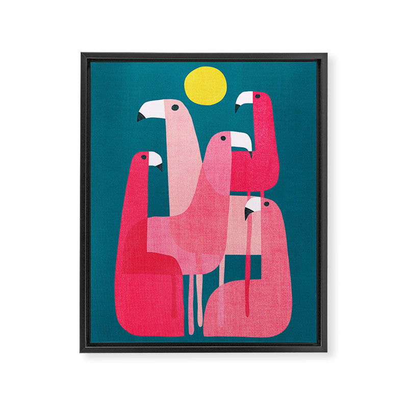Pink flamingoes Framed Canvas Print Gallery Image 6