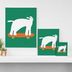 Poodle dog on skateboard Canvas Print Gallery Image 3