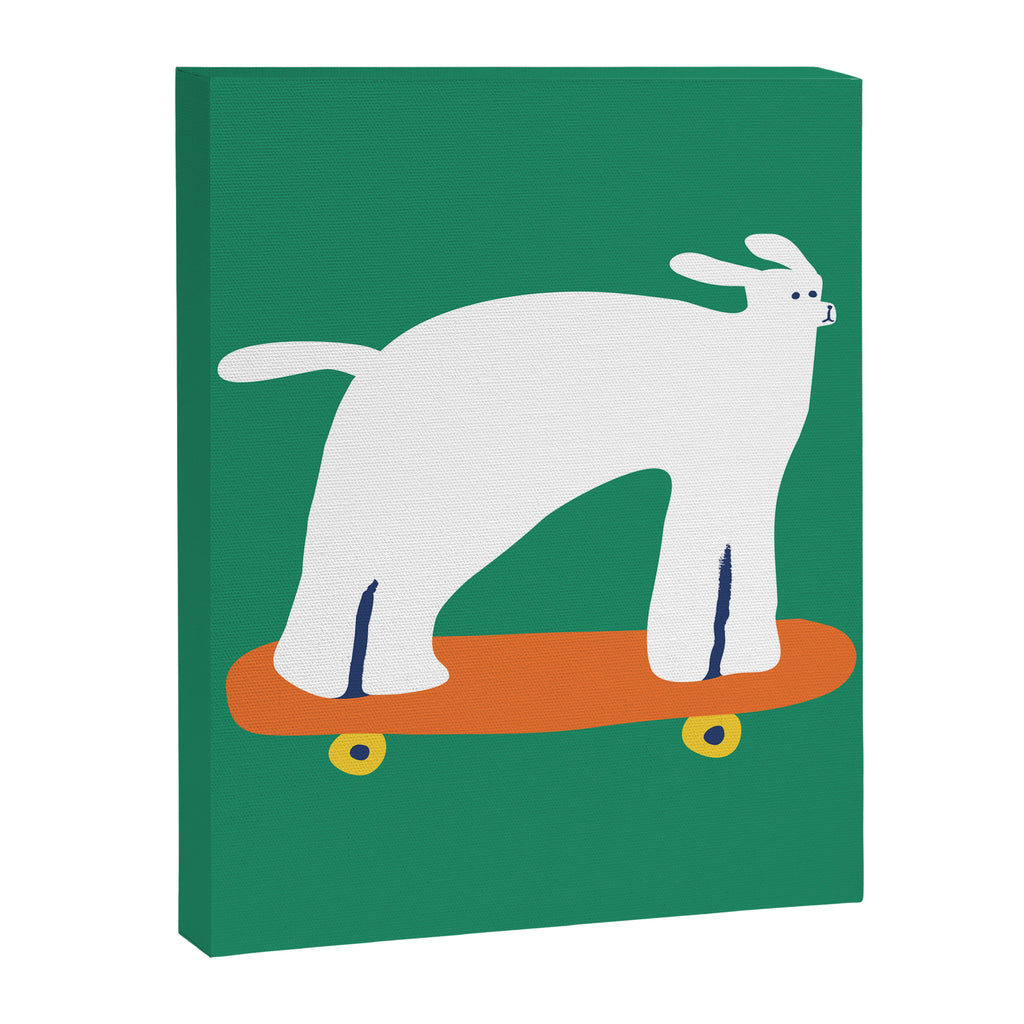 Poodle dog on skateboard Canvas Print Gallery Image 6