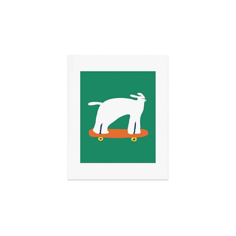 Poodle dog on skateboard Art Print Gallery Image 1
