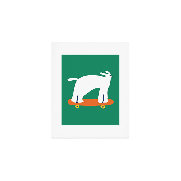 Poodle dog on skateboard Art Print Gallery Image 1