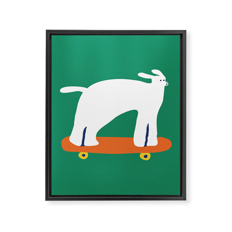 Poodle dog on skateboard Framed Canvas Print Gallery Image 6