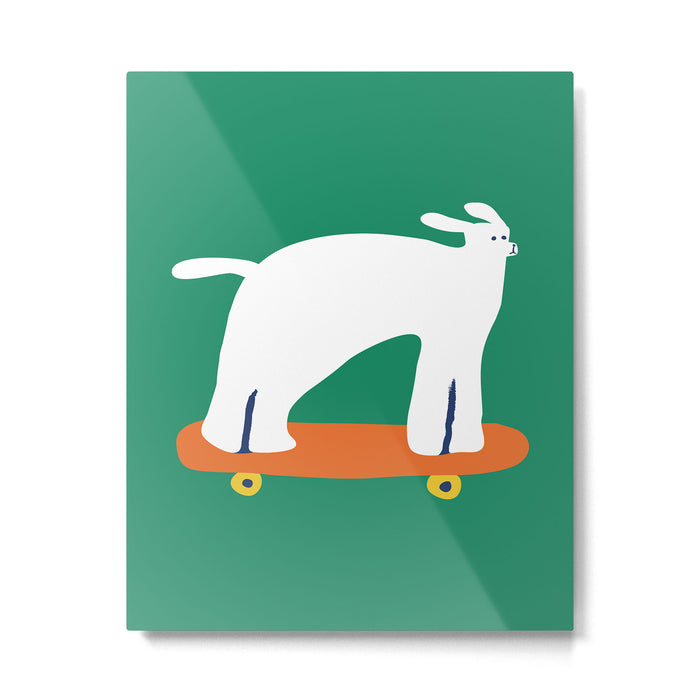 Poodle dog on skateboard Metal Print Gallery Image 1