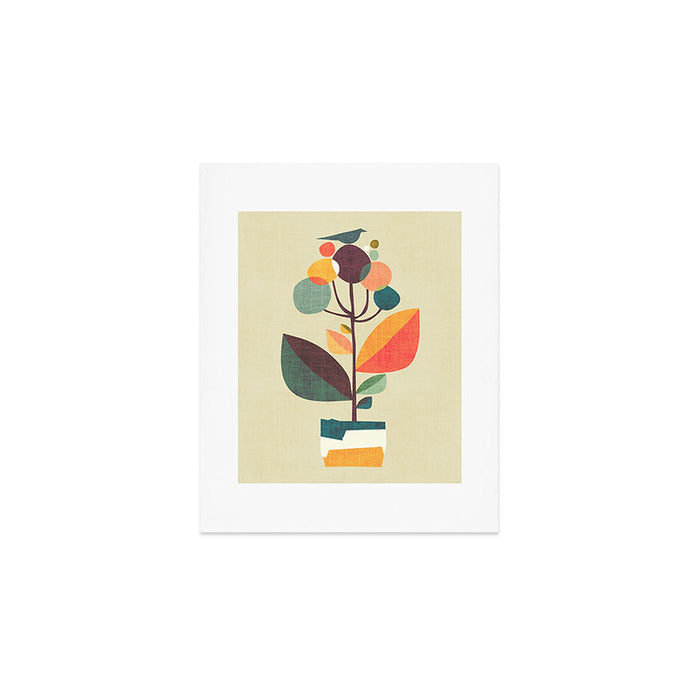 Potted plant with a bird Art Print Gallery Image 1