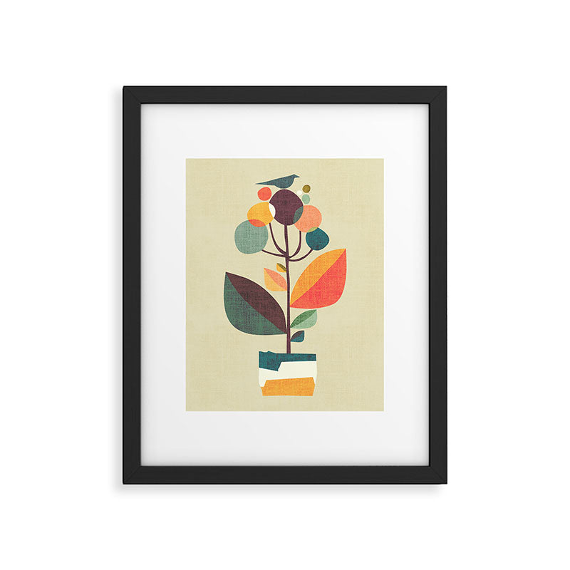 Potted plant with a bird Framed Art Print Gallery Image 5