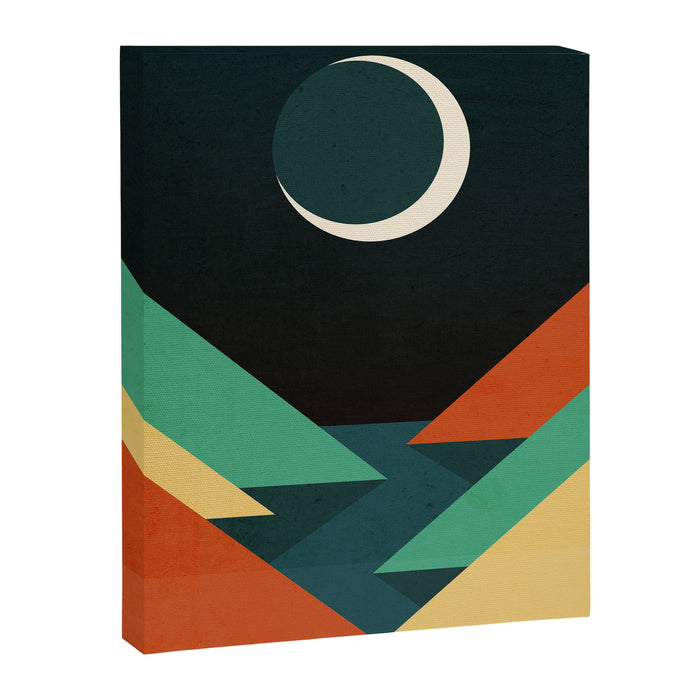 Quiet stream under crescent moon Canvas Print Gallery Image 1
