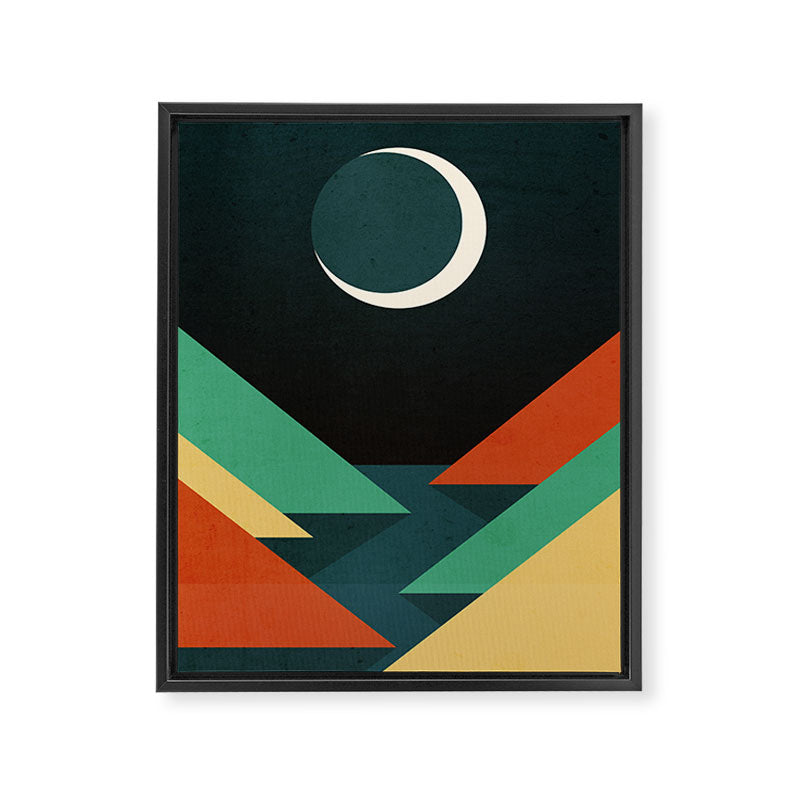Quiet stream under crescent moon Framed Canvas Print Gallery Image 6