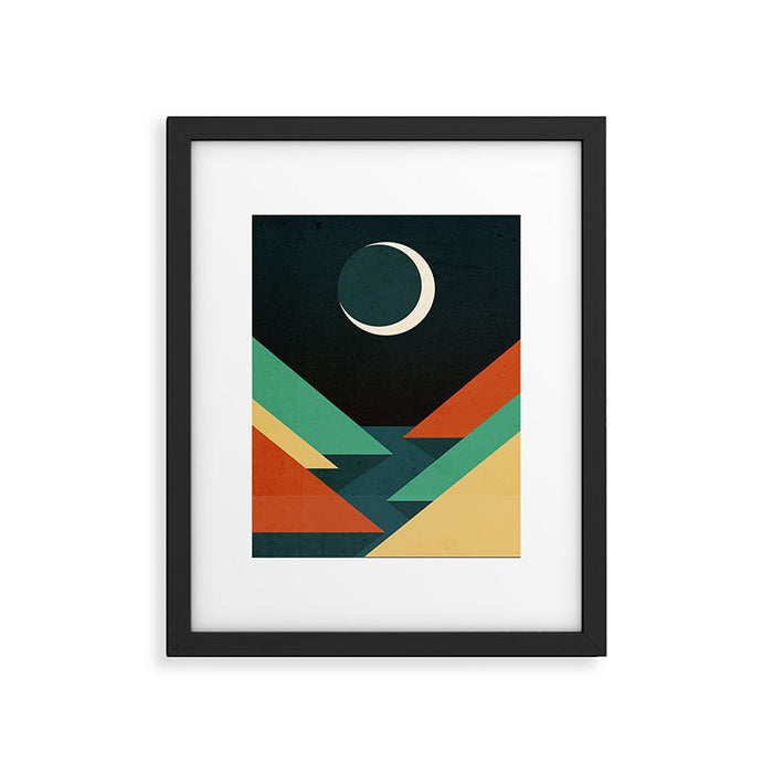 Quiet stream under crescent moon Framed Art Print Gallery Image 1