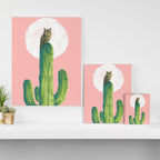 Quirky owl on saguaro cactus Canvas Print Gallery Image 3